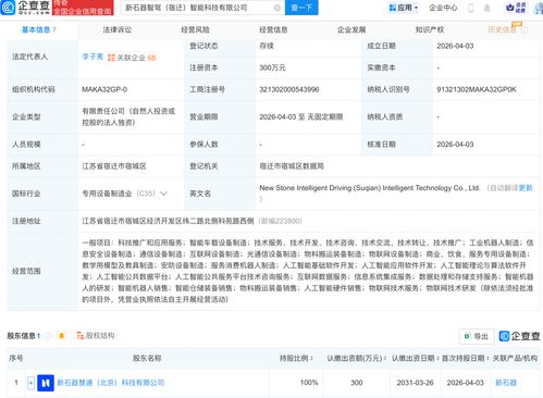 新石器宿迁成立智驾智能科技公司，加码AI基础软件开发，或成自动驾驶行业新变量